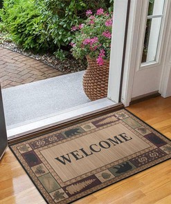 Non-Slip Tribal Bear Outdoor Area Rug - Absorbent Mat for Entryway and Front Door