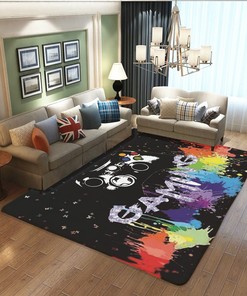 Non-slip Crystal Floor Polyester Gamer Decor T-Shirt, Hoodie, and Sweatshirt Gamer Rugs for Boys, Large Area Rugs for Living Room and Game Room Decor