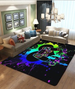 Non-slip Crystal Polyester T-Shirt, Hoodie, and Sweatshirt Gamepad Rugs for Boys' Bedroom, Perfect Area Rugs for Living Room and Playroom