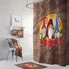 Nordic Gnome Christmas FolkNFunky Shower Curtain Set, Optional Towel and Bath Mat Included for Unique Bathroom Decor