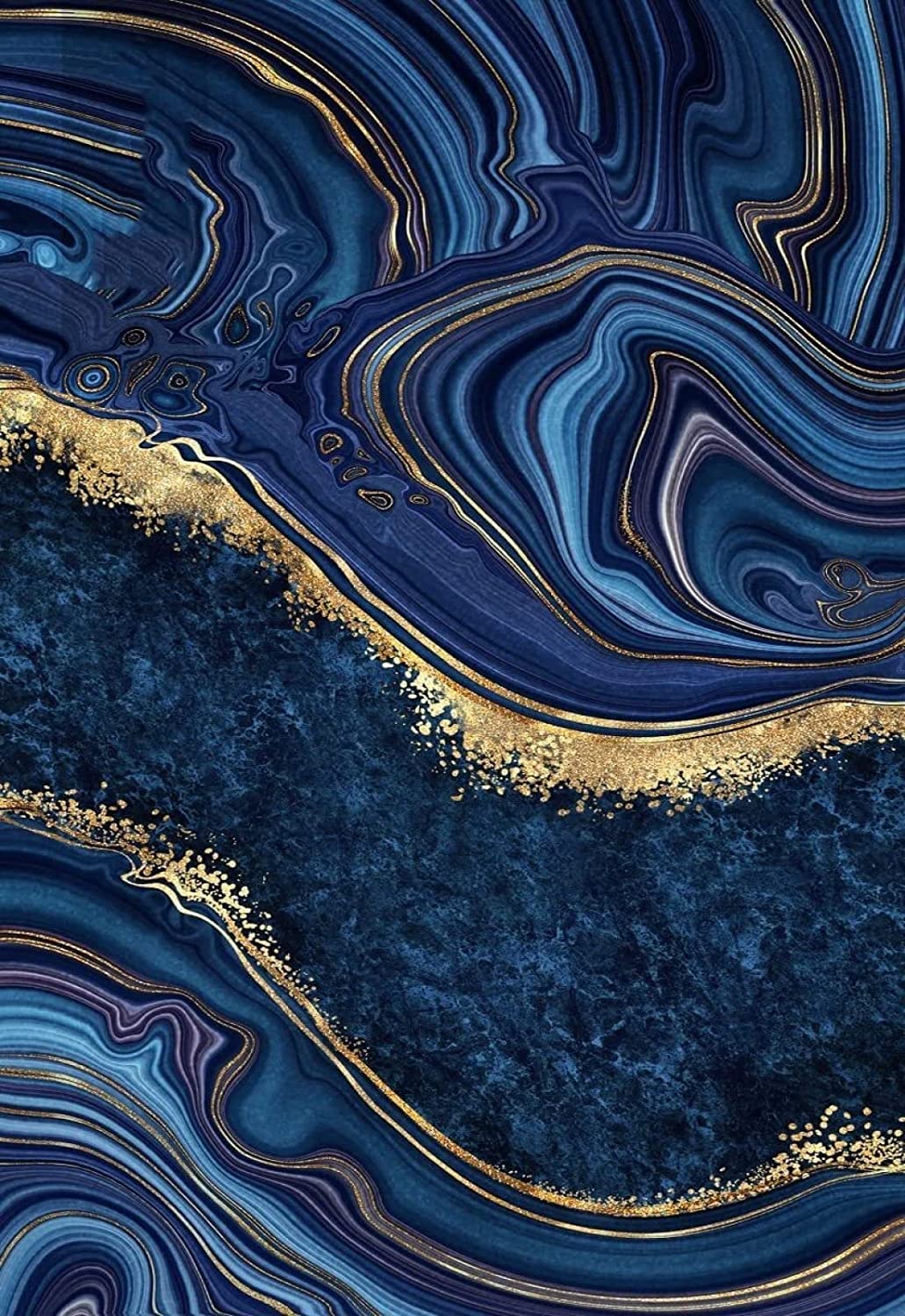 Nordic Navy Blue Gold Marble Luxury Abstract Stain Resistant Area Rug for Bedroom, Machine Washable Carpet - Image 3