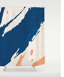 Nordic Style Abstract Art Shower Curtain, Minimalist Waterproof Polyester Curtains with Hooks, Custom Sizes Available