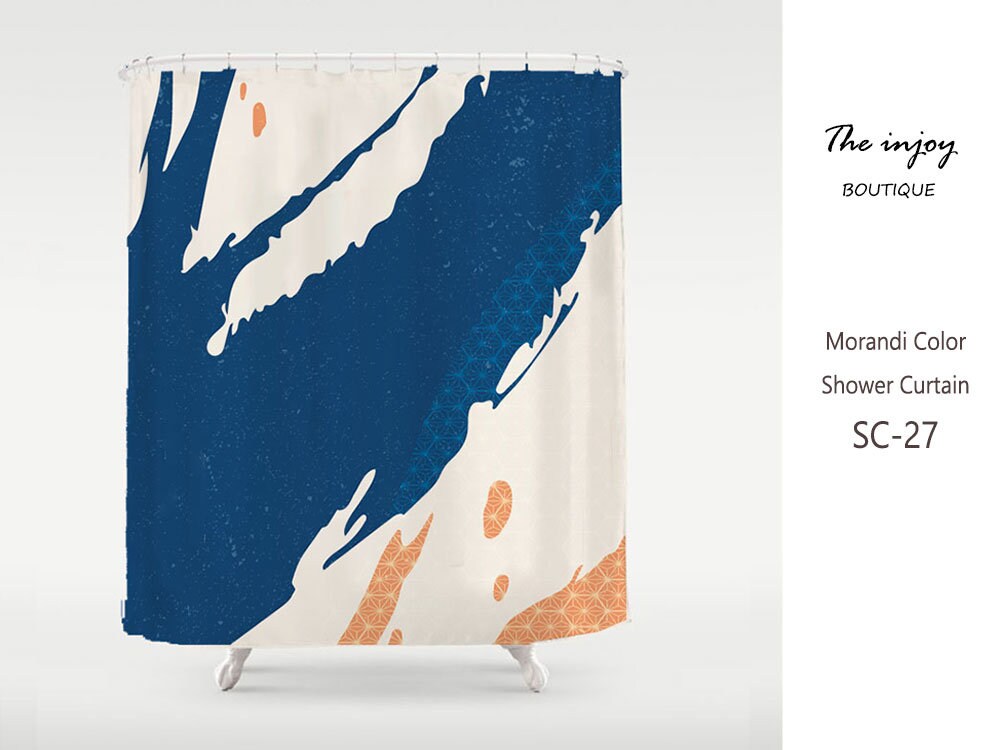 Nordic Style Abstract Art Shower Curtain, Minimalist Waterproof Polyester Curtains with Hooks, Custom Sizes Available