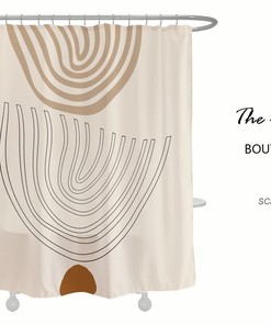 Nordic Style Boho Shower Curtain with Abstract Rainbow Design