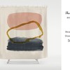 Nordic Style Minimalism Shower Curtain, Japanese Zen Style Partitian Curtains with Abstract Dusty Pink, Gold