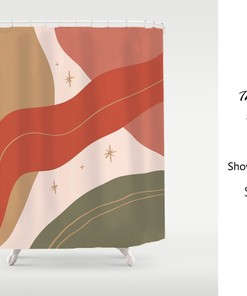 Nordic Style Shower Curtain | Abstract Art Decor Block Color | Washable Waterproof Curtain | Customized Sizes + Quotes