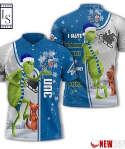 North Carolina Asheville Bulldogs Grinch Steals Christmas with 3D Polo Shirts for Men