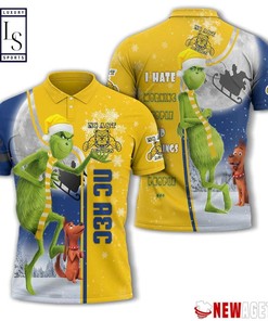 North Carolina At Aggies Grinch Steals Christmas with Personalized Polo T-shirt