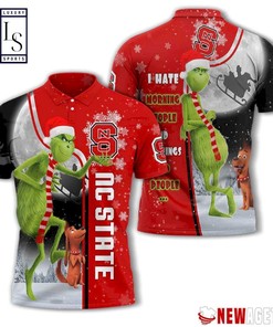 North Carolina State Wolfpack Grinch Steals Christmas with Breathable Fabric 3D Polo Shirt
