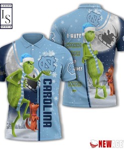 North Carolina Tar Heels Grinch Steals Christmas with All Over Print Polo Shirt