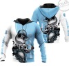 North Carolina Tar Heels Jack Skellington and Zero 3D Hoodie in All Over Print