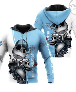 North Carolina Tar Heels Jack Skellington and Zero 3D Hoodie in All Over Print