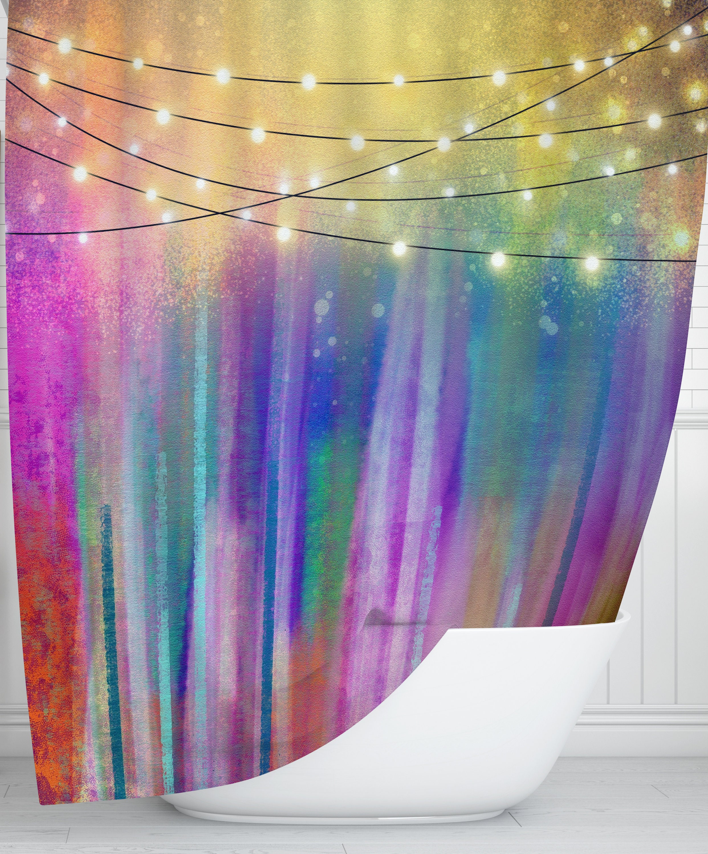 Northern Nights Gypsy Boho Shower Curtain Set with Optional Bath Mat and Towels - Image 2