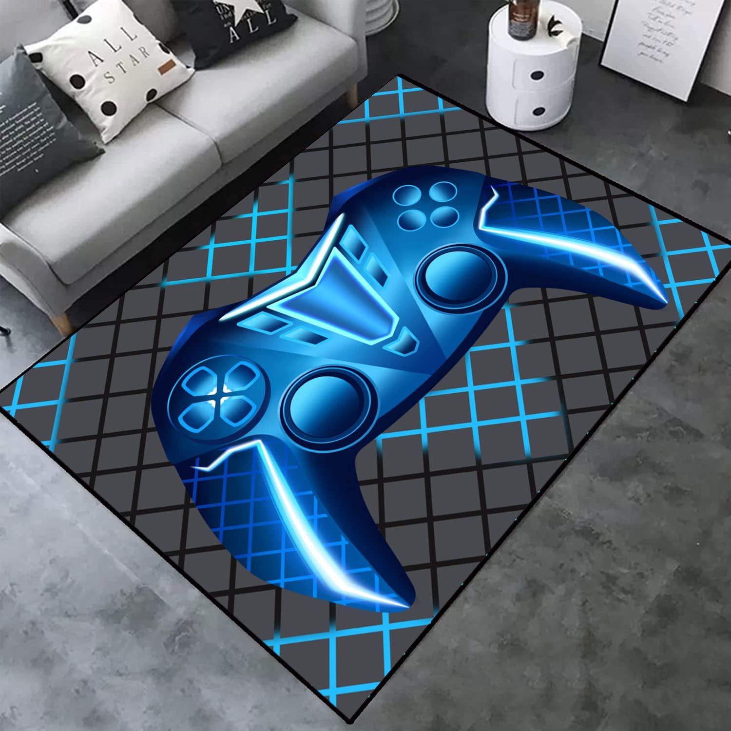Nostalgic Gaming PC Door Mat for Boys with Joysticks Print - Perfect Gamepad Area Rug for Boys