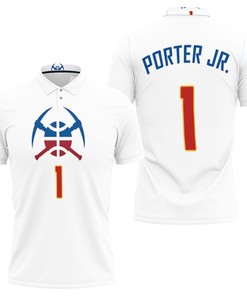 Nuggets Michael Porter Jr. 1 2020-21 Earned Edition White Jersey Inspired Style 3D All Over Print Polo Shirt