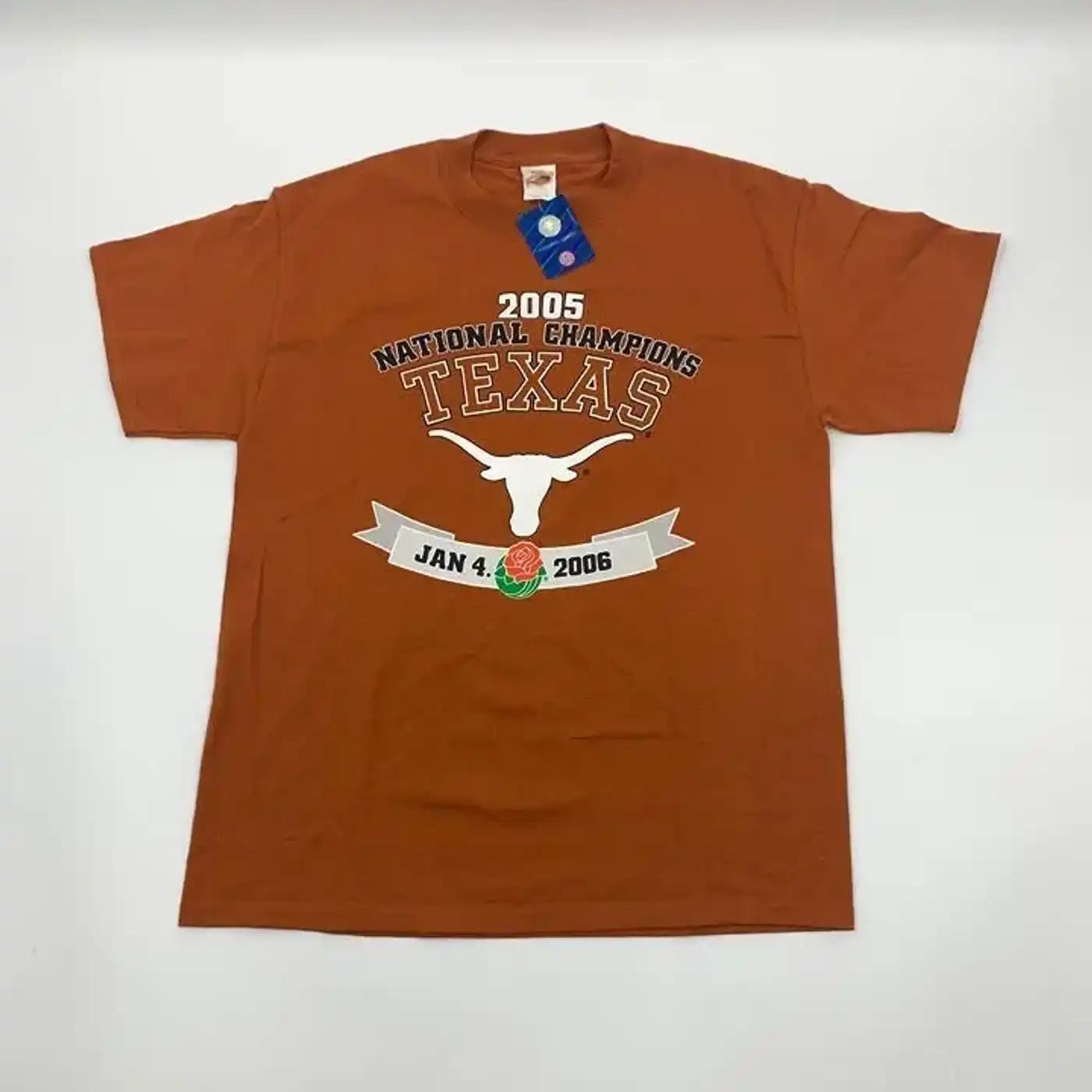 Nwt Burnt Orange 2005 Texas Longhorns National Champs T-Shirt Sweatshirt Hoodie American Football Gifts Lover