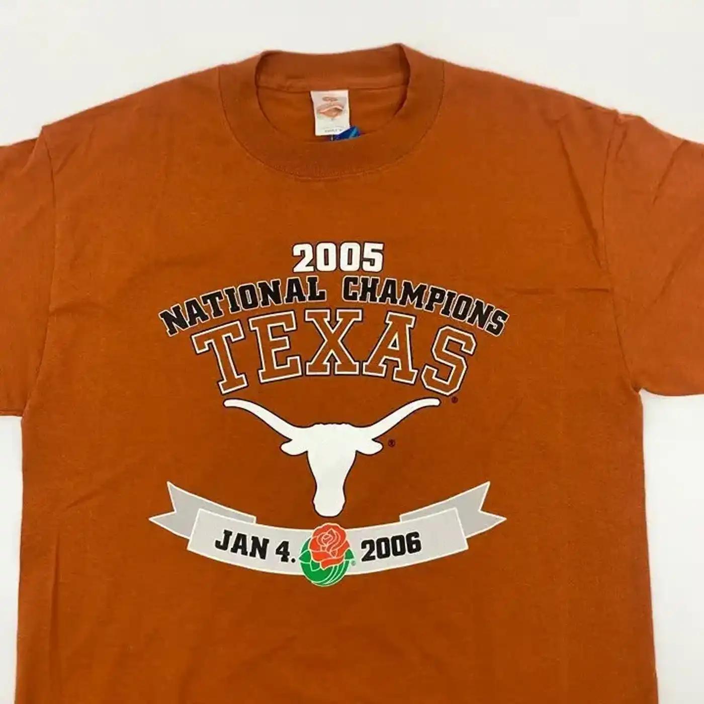Nwt Burnt Orange 2005 Texas Longhorns National Champs T-Shirt Sweatshirt Hoodie American Football Gifts Lover - Image 2