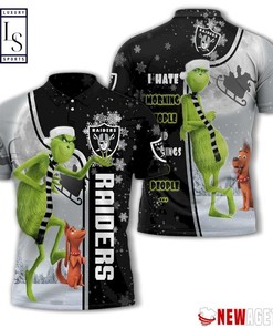 Oakland Raiders Grinch Steals Christmas with Personalized 3D Polo Shirt