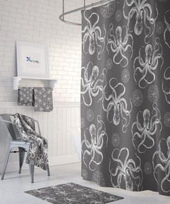 Octopus Bathroom Decor Disney Shower Curtain Set with Mix and Match Towels Bathroom Theme