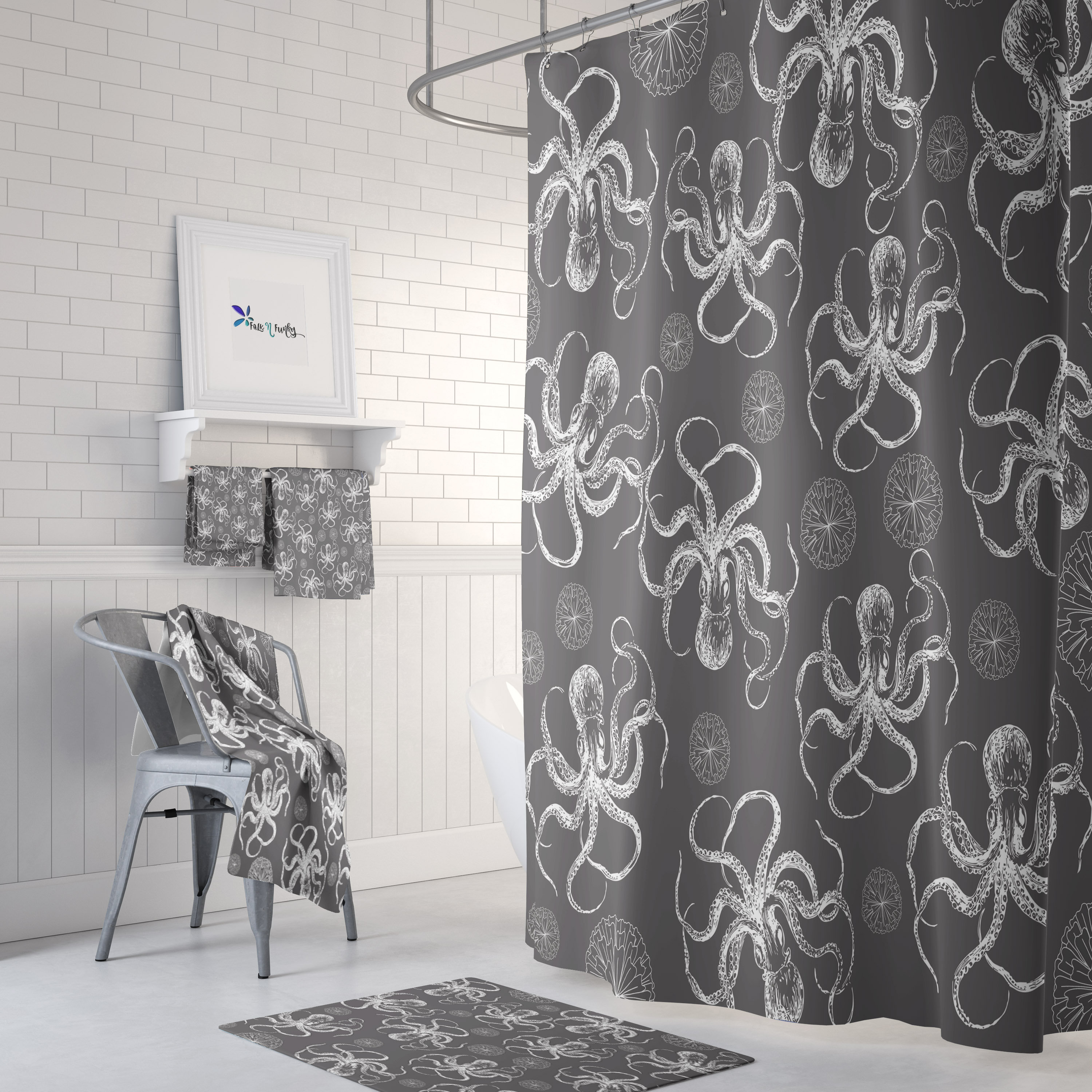 Octopus Bathroom Decor Disney Shower Curtain Set with Mix and Match Towels Bathroom Theme