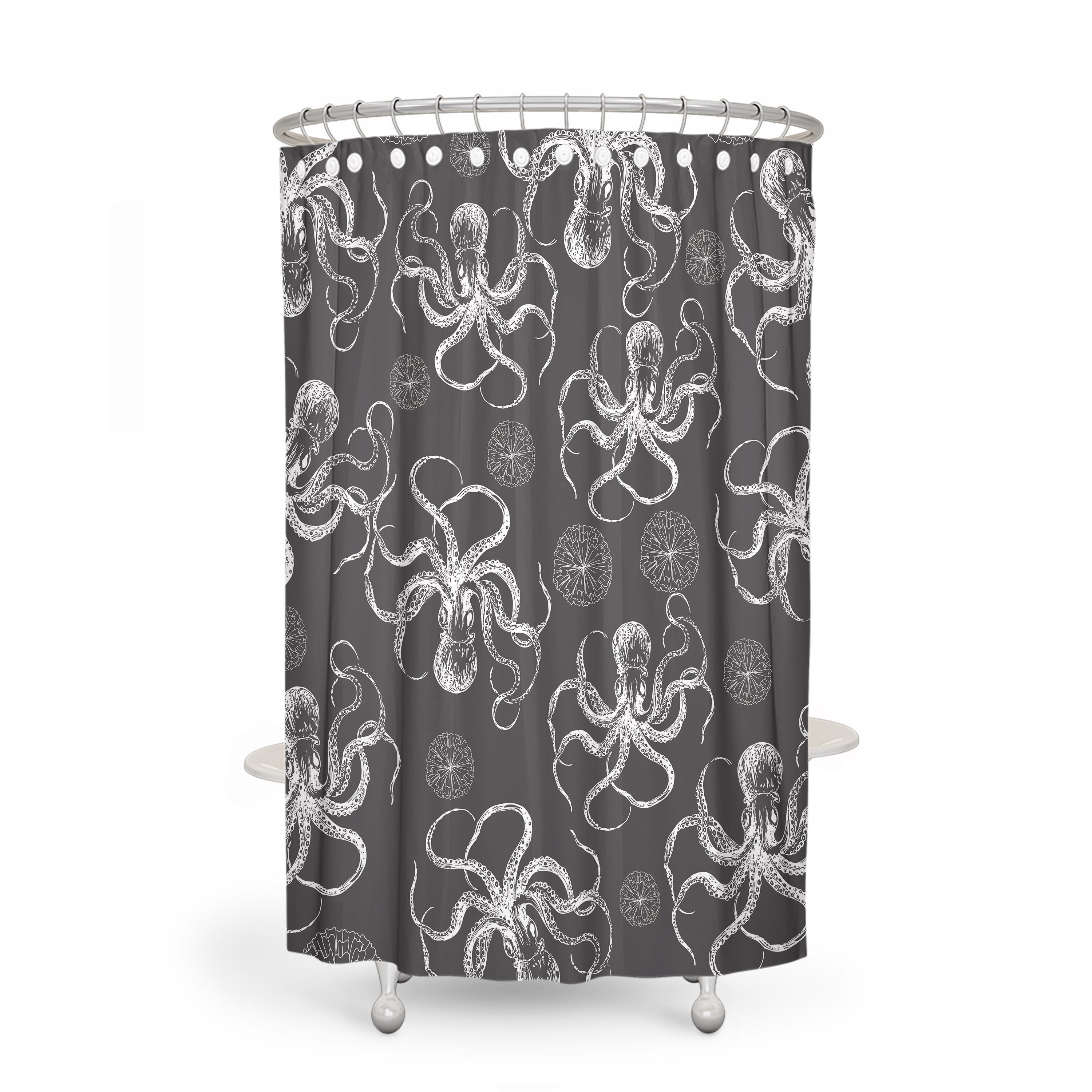 Octopus Bathroom Decor Disney Shower Curtain Set with Mix and Match Towels Bathroom Theme - Image 2