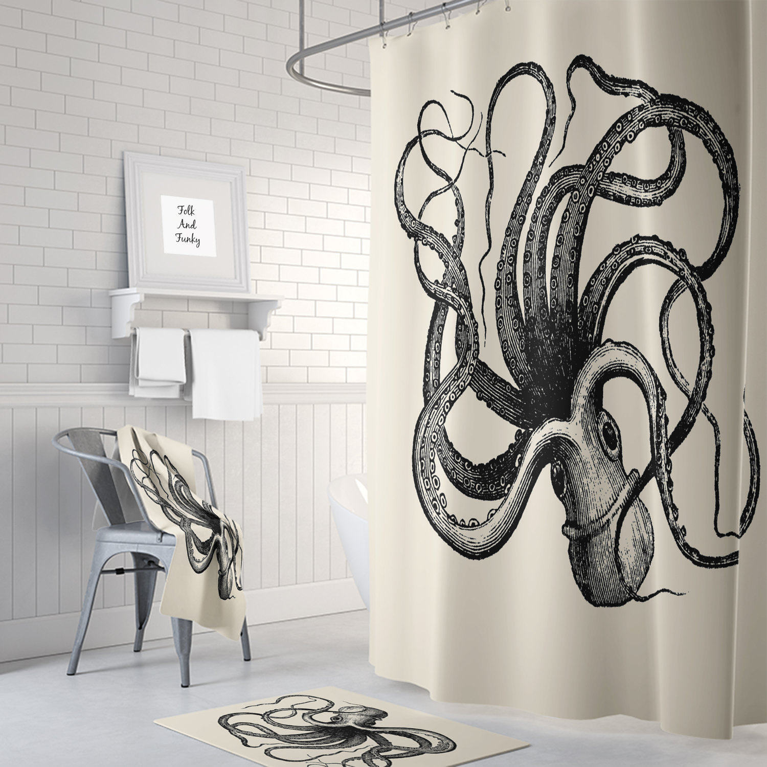 Octopus Bathroom Decor Disney Shower Curtain for an Underwater Oasis Bathroom Theme