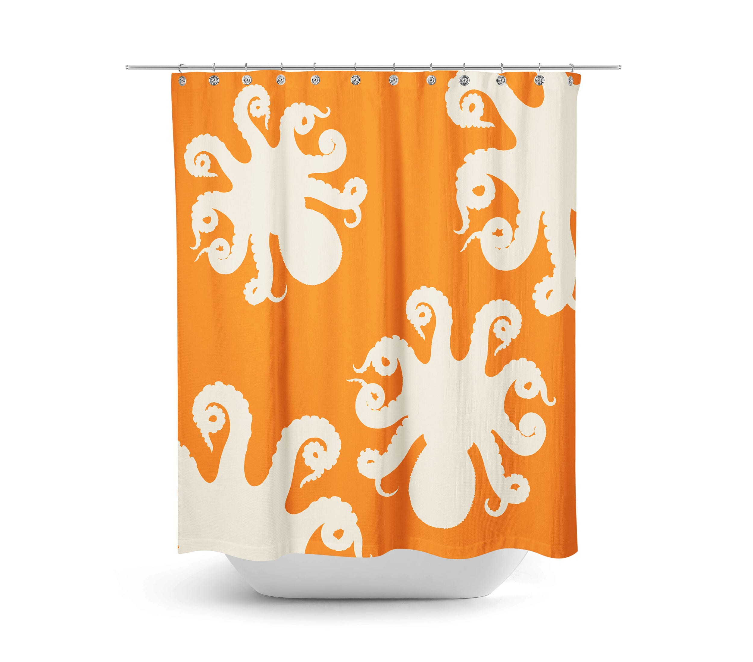 Octopus Disney Shower Curtain Set with Optional Orange Bath Mat and Towels for a Bold Bathroom Decor - Image 2