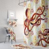 Octopus and Floral Shower Curtain - Fun Fabric Bath Curtain with Optional Towels and Mat for Nautical Bathroom Decor