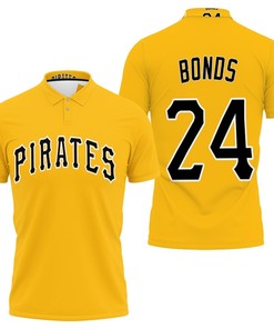 Official Gold 2019 Polo Shirt of Pittsburgh Pirates Majestic: Barry Bonds #24 MLB Great Player