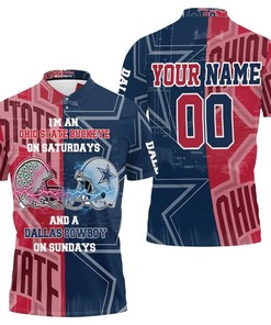 Ohio State Buckeye on Saturdays Dallas Cowboy on Sundays Fans Zip Personalized Polo Shirt All Over Print Shirt