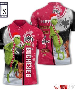 Ohio State Buckeyes Grinch Steals Christmas with Athleisure Polo Shirt