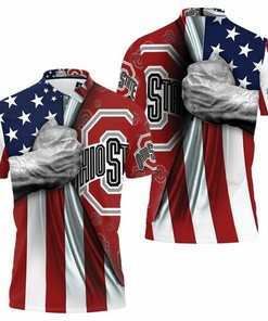 Ohio State Buckeyes Under American Flag Jersey Polo Shirt with 3D All Over Print
