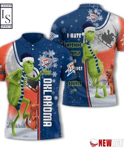 Oklahoma City Thunder Grinch Steals Christmas with 3D T-shirts Ideas Polo Shirt