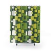 Olive and Emerald Green Abstract Mid Century Modern Shower Curtain - Durable Polyester Retro Atomic Age Bathroom Decor