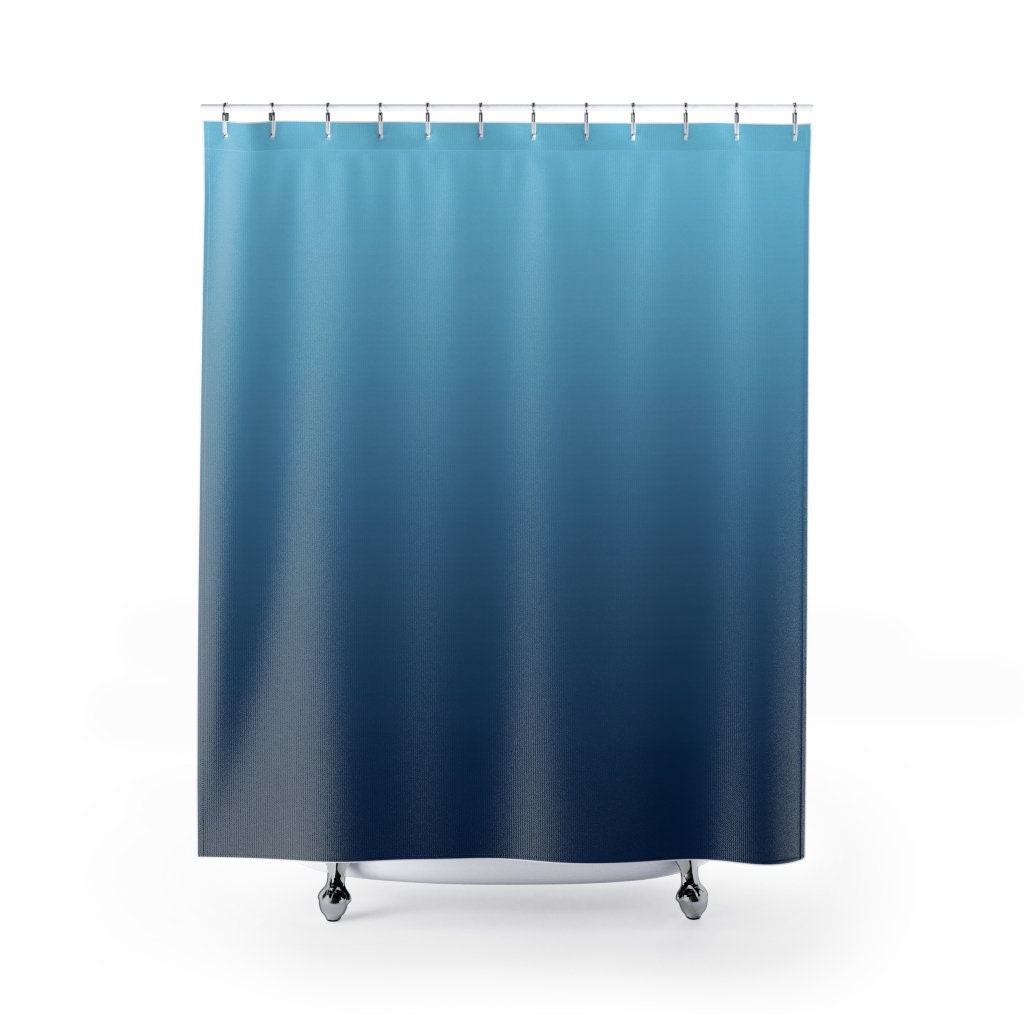 Ombre Dip Dye Shower Curtain, Blue Bathroom Shower Decor, Soft Gradient Bathroom Accessory - Image 2