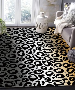 Ombre Leopard Print Kids Rugs, Animal Skin Yellow Gray Thick Soft Plush Area Rugs with Large 70s Feel