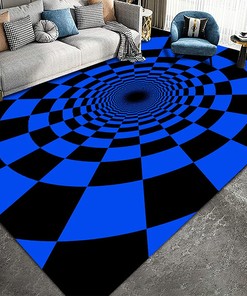 Optically Illusive Rug Area Rugs - Mesmerizing 3D Vortex Trap Swirl Carpet for Your Home Decor