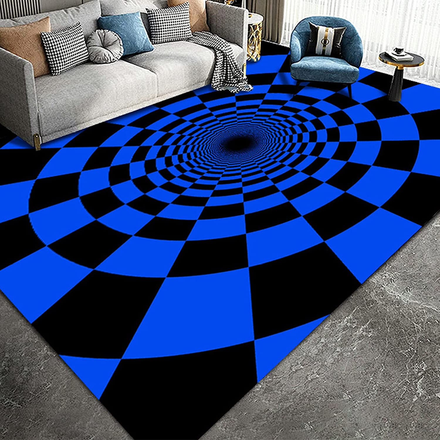 Optically Illusive Rug Area Rugs - Mesmerizing 3D Vortex Trap Swirl Carpet for Your Home Decor