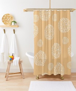 Orange Abstract Shapes Shower Curtain in Modern Design - Eco-Friendly, Waterproof, and Includes Hooks