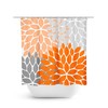 Orange & Gray Vintage Shower Curtain, Fabric Bath Curtain for Girls Bathroom in Modern Orange Bathroom Theme
