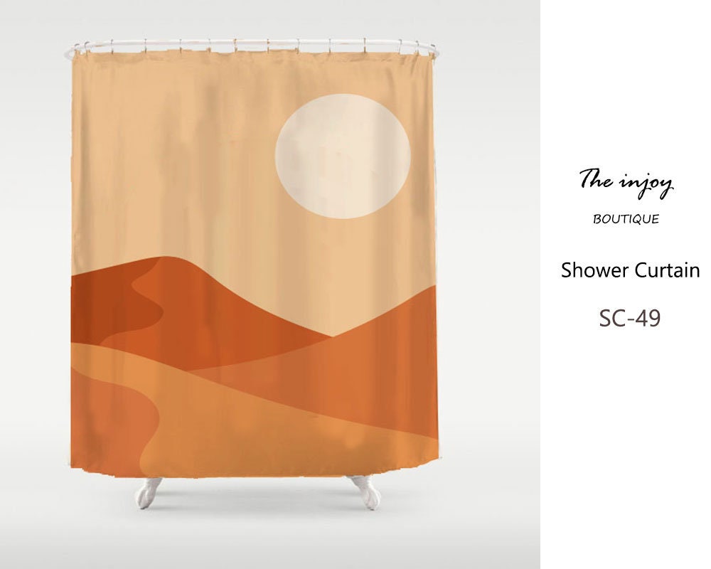 Orange Himmel Landschaft Duschvorhang, Heavy Waterproof Duschvorhang Liner for Bathroom Decor