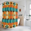 Orange, Teal, and Cream Mid Century Modern Retro Shower Curtain with Geometric Accents