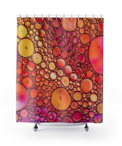 Orange & Yellow Water Droplets Shower Curtain | Modern Bathroom Decor | Raindrop Design | Luxury Shower Curtains