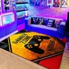 Orange and Black Gamer Area Rug For Boys' Room with Funny Print - Non-Slip Floor Mat With T-Shirt, Hoodie, Sweatshirt Game room area rugs
