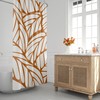 Orange and Tropical Botanical Leaf Shower Curtain - Minimalist Abstract Design for Contemporary Bathroom Decor