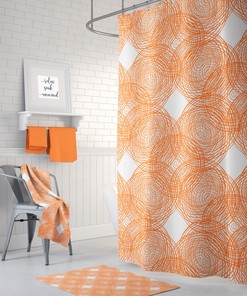 Orange and White Circle Shower Curtain, Add a Chic and Fun Design to Your Bathroom