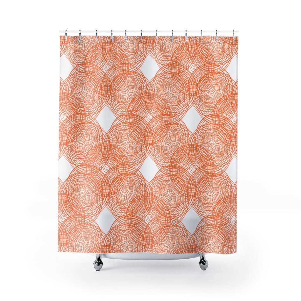 Orange and White Circle Shower Curtain, Add a Chic and Fun Design to Your Bathroom - Image 2