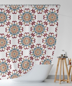 Oriental Mandala Shower Curtain, Ethnic Fabric Boho Bath Bath Print, Bathroom Decor Gift, Zen Home Design