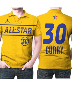 Our Stephen Curry #30 NBA Warriors 2021 All-Star Western Conference Gold Jersey Style 3D Polo Shirt