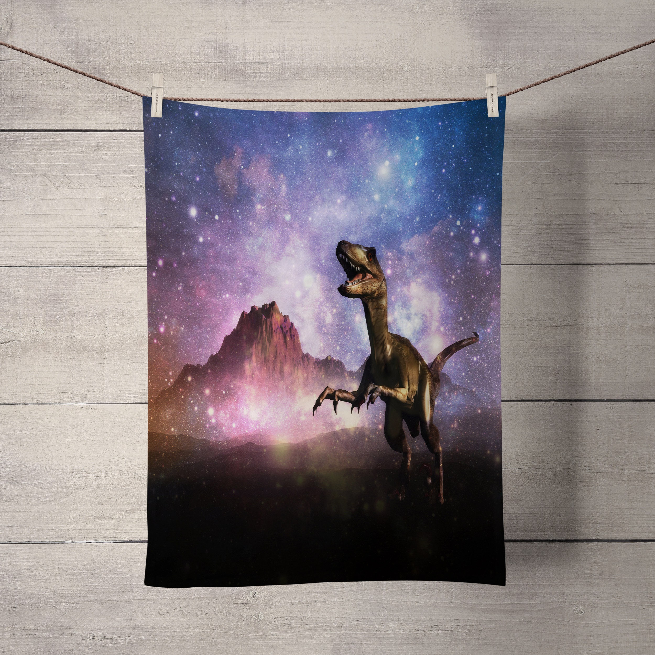 Outer Space Dinosaur Shower Curtain Set with Relaxing Bath Accessories - Image 2